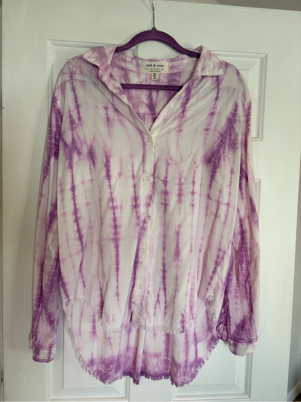 Cloth & Stone Anthropologie Purple Tie Dye Button Down Shirt XL